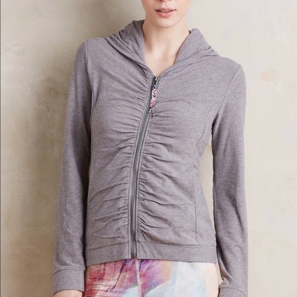 Anthropologie Tops - Anthropologie • Pure + Good Ruched Zip Up Sweater